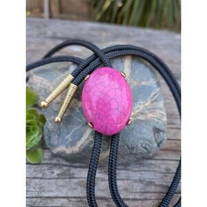 Handcrafted Purple Glass Cabachon Bolo Tie //  Southwestern String Tie